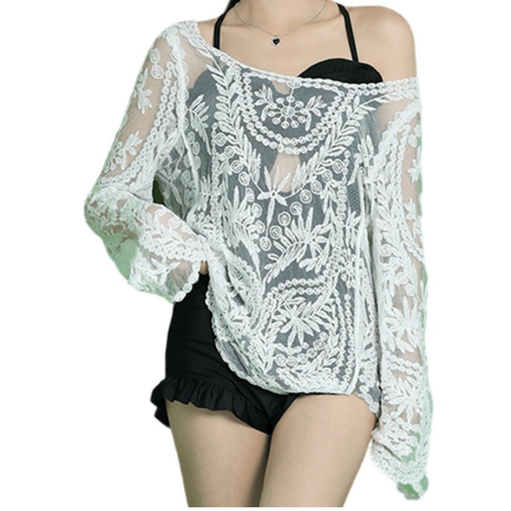 Banana USA Mint Lace Sheer Crochet Mesh Top Cotton crochet cover-up.
